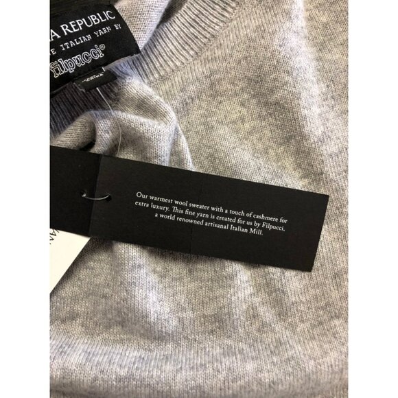 NWT Banana Republic Grey Marled Crewneck Long-Sleeve Wool Blend - Size Large - Picture 4 of 10